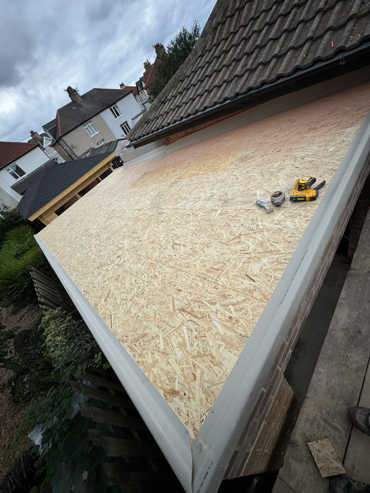 The new OSB deck laid out ready for the fibreglass