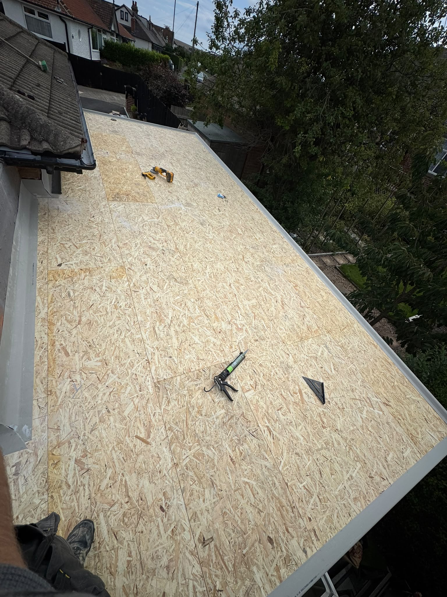 The deck prepared and trimmed at the edges