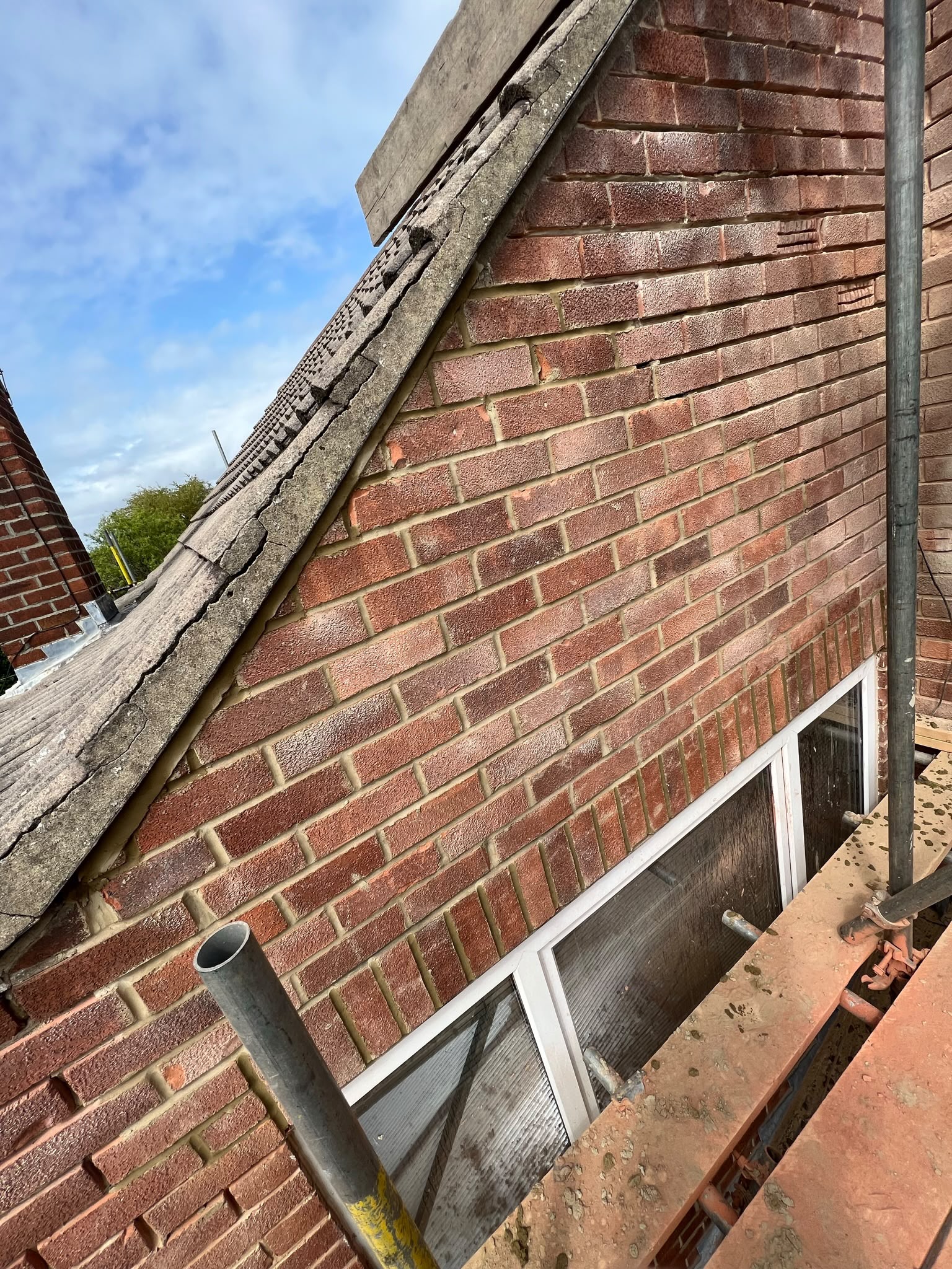 The rebuilt brickwork